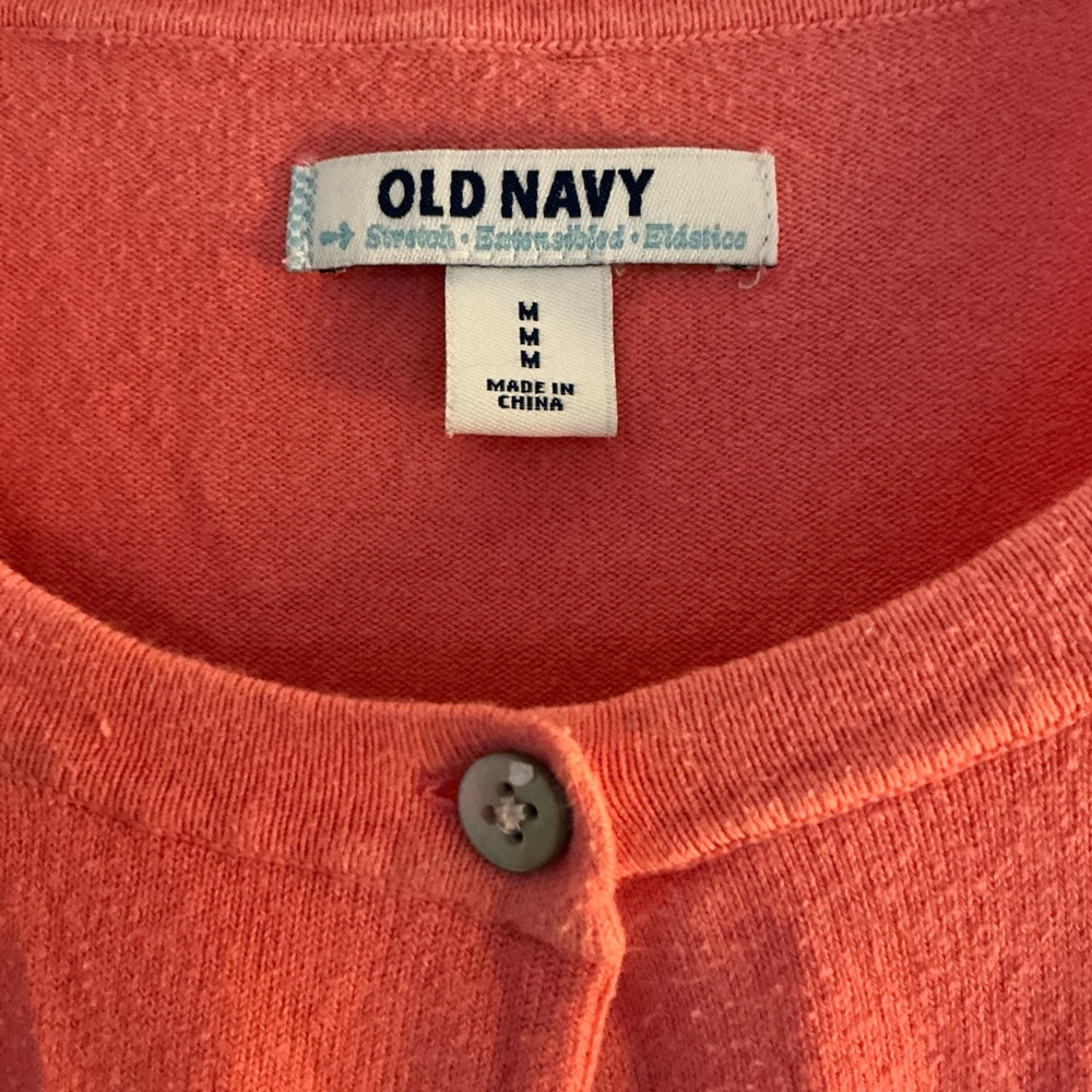 Old Navy Coral Crewneck Button Cardigan